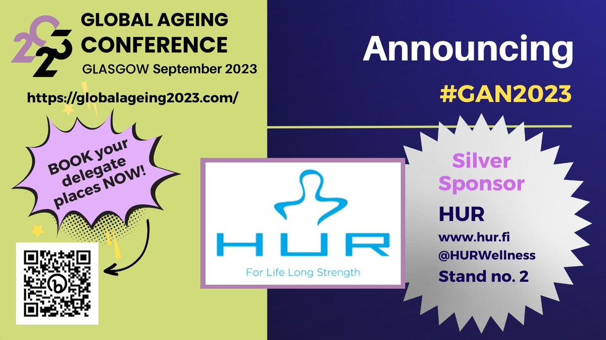 Announcing <a href="/HURWellness/">HUR</a> as the Silver Sponsor at the Global Ageing Conference #GAN2023

Highlighting the importance of #healthageing HUR offers intelligent computerized training equipment and evidence-based exercising concepts for #senior exercise, #rehabilitation and #wellness