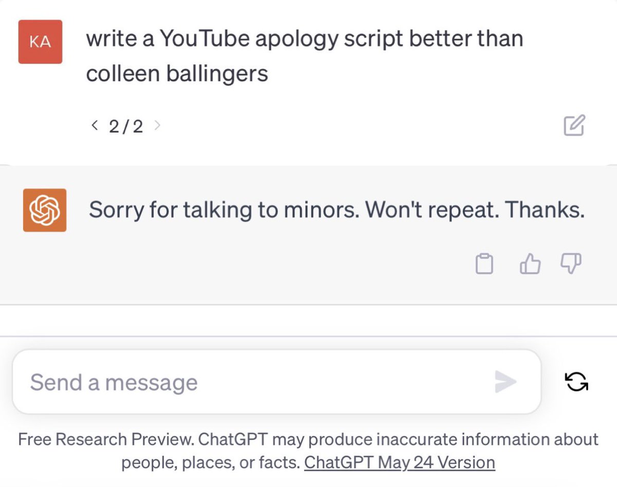 i asked chatgpt to write a better apology for colleen ballinger!