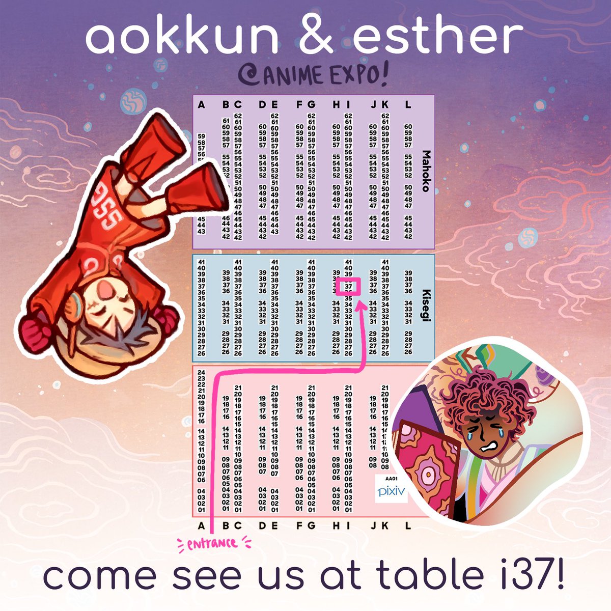 etluiii's tweet photo. if youre going to anime expo this weekend come visit me and @aokamei at table i37!! made two new shirt designs that im excited to debut ^^ #AX2023ArtistAlley #AnimeExpo2023 https://t.co/voXpb4Ktmk