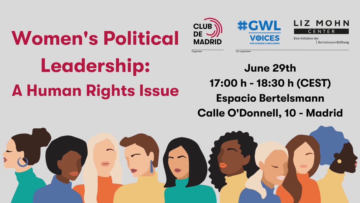 Club de Madrid (@clubdemadrid) on Twitter photo ♀️More and more women are reaching leadership positions, but they are still in the minority. Why is this still the case in the 21st century?
<a href="/Laura_Ch/">Laura Chinchilla M.</a>, <a href="/_DaniloTurk/">Danilo Türk</a>, <a href="/SusanaMalcorra/">Susana Malcorra</a>, <a href="/maitepachecoms/">Maite Pacheco</a> and <a href="/elsaarnaizchico/">Elsa Arnaiz Chico</a> will discuss this issue this afternoon at <a href="/e_bertelsmann/">Espacio Bertelsmann</a> ♀️More and more women are reaching leadership positions, but they are still in the minority. Why is this still the case in the 21st century?
<a href="/Laura_Ch/">Laura Chinchilla M.</a>, <a href="/_DaniloTurk/">Danilo Türk</a>, <a href="/SusanaMalcorra/">Susana Malcorra</a>, <a href="/maitepachecoms/">Maite Pacheco</a> and <a href="/elsaarnaizchico/">Elsa Arnaiz Chico</a> will discuss this issue this afternoon at <a href="/e_bertelsmann/">Espacio Bertelsmann</a>