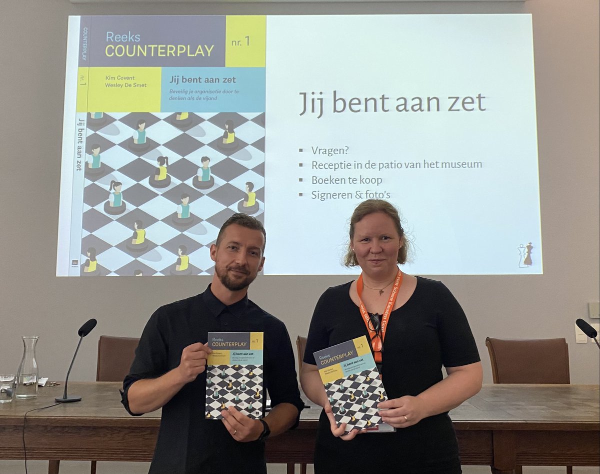 Wesley De Smet en Kim Covent stellen hun baanbrekende boek “Jij bent aan zet” voor in het Museum voor Schone Kunsten Gent.
Het eerste boek in de nieuwe reeks Counterplay. Hoe beveilig je je organisatie door te denken als de vijand?
Bestel nu: lnkd.in/eqyPT78p