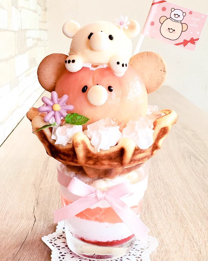 愛知県名古屋市御器所駅近くの「I-cafe」で食べられる！桃を使った可愛らしいパフェ！