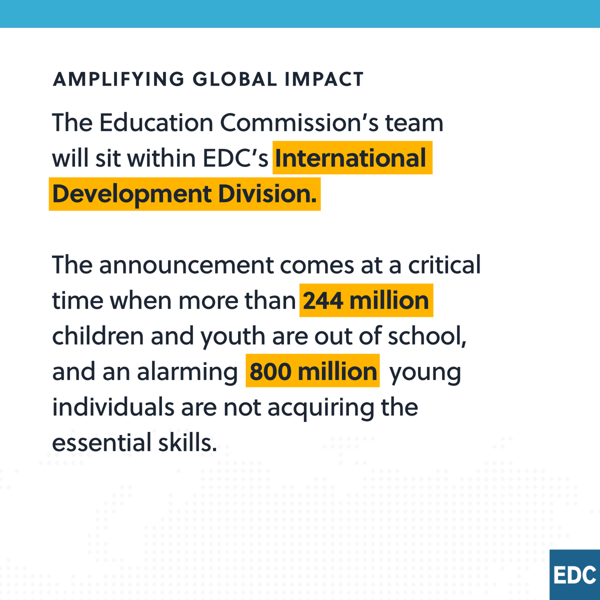 edc.org (@edctweets) on Twitter photo The <a href="/educommission/">Education Commission</a> set forward and delivered on a bold agenda to ensure every child can learn and thrive. We are thrilled to announce their team and programs are joining EDC effective July 1. Together, we'll continue and expand on this critical work: go.edc.org/ECTW The <a href="/educommission/">Education Commission</a> set forward and delivered on a bold agenda to ensure every child can learn and thrive. We are thrilled to announce their team and programs are joining EDC effective July 1. Together, we'll continue and expand on this critical work: go.edc.org/ECTW
