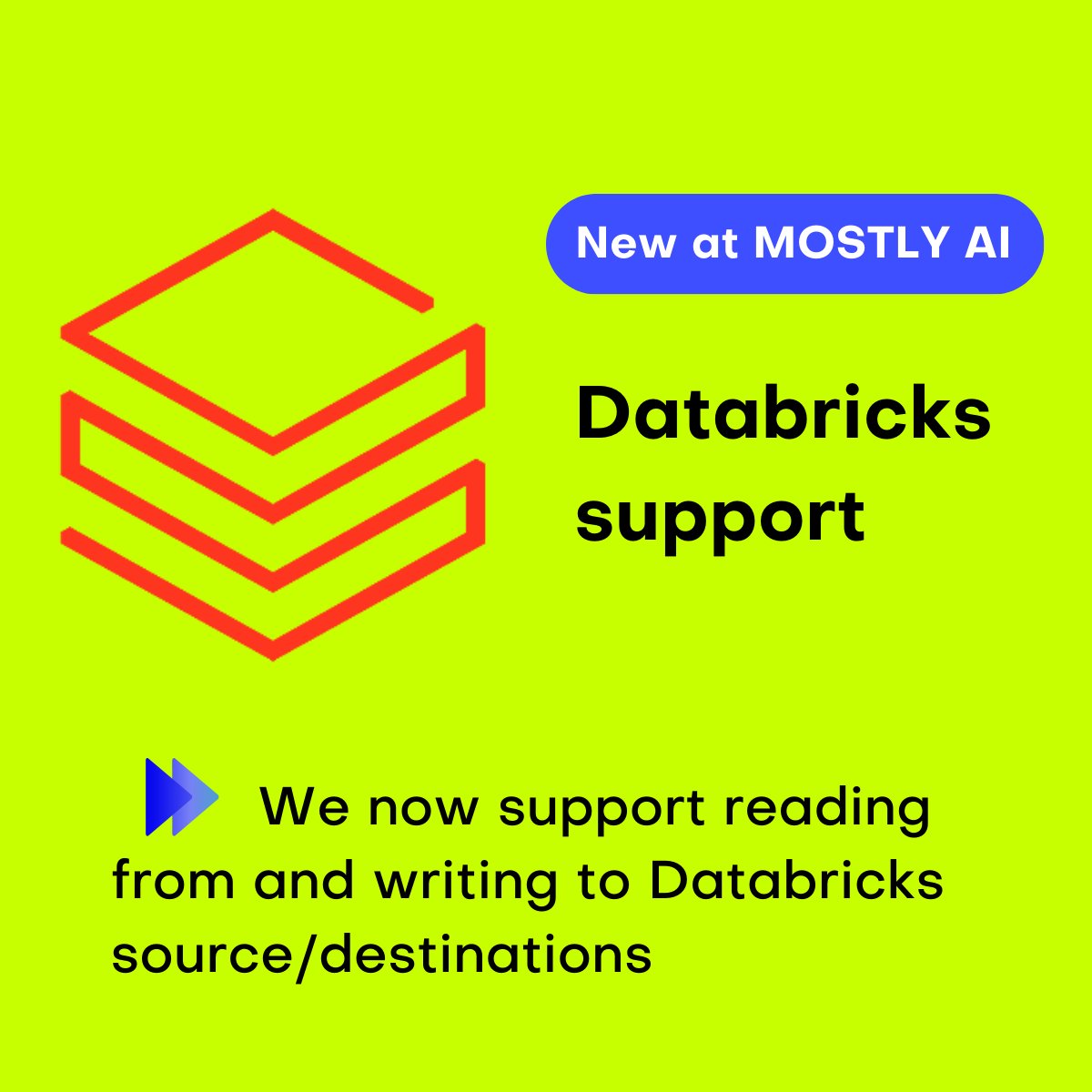 📣 Exciting news! MOSTLY AI now supports Databricks! Seamlessly read from and write to Databricks source/destinations, amplifying your AI-powered journeys. Learn more in our Docs 👉 hubs.ly/Q01WdGFB0 And try it now 👉 hubs.ly/Q01WdG4Z0