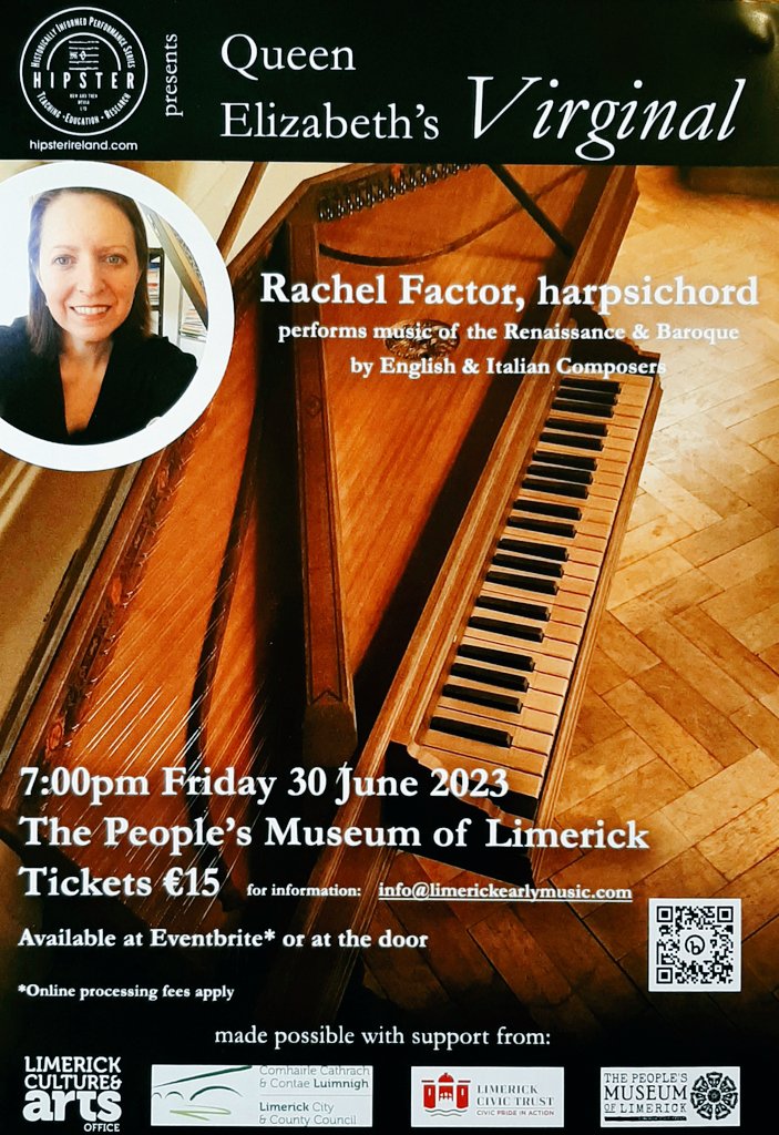 PeoplesMuseumLK's tweet photo. Tomorrow (30th) at 7pm we are proud to host another fantastic night of music, brought to you by H.I.P.S.T.E.R Ireland and @limerickearlymusic. Rachel Factor will be performing the music of English and Italian composers from the Renaissance and Baroque periods on the harpsichord. https://t.co/DZ9DKVostf