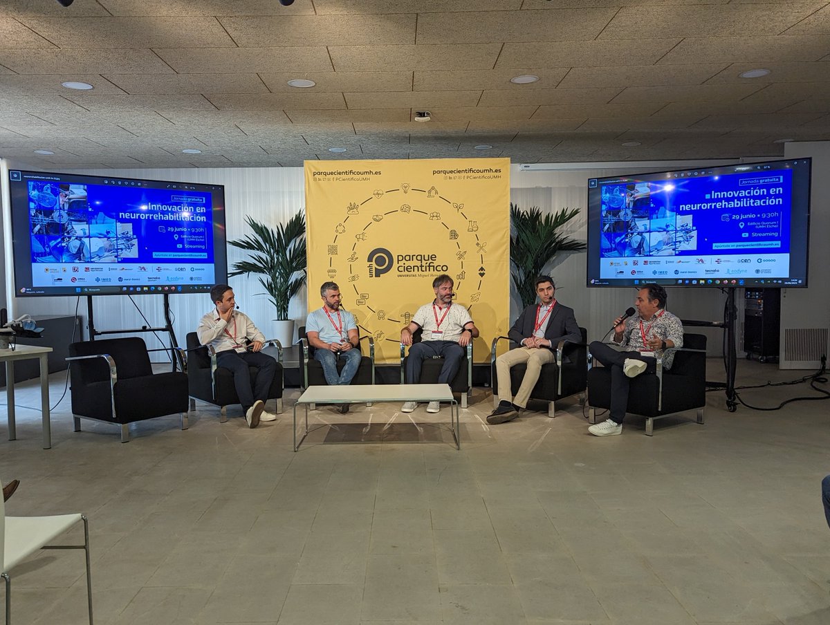 <a href="/MarsiBionics/">Marsi Bionics</a> <a href="/GogoaRobots/">Gogoa Mobility Robots</a> <a href="/GVAavi/">IVACE+i Innovación</a> #DesayunosPCUMH | 💬 2ª mesa redonda sobre futuras tecnologías necesarias en las unidades de #neurorrehabilitación.

🗣️ Nicolás García Aracil
🔸D. José López Sánchez, CEO del <a href="/CEN_NEURO/">CEN - Centro Europeo de Neurociencias</a> 
🔸Representante de <a href="/GogoaRobots/">Gogoa Mobility Robots</a> 
🔸Representante de iDRhA
🔸Representante de <a href="/MarsiBionics/">Marsi Bionics</a>