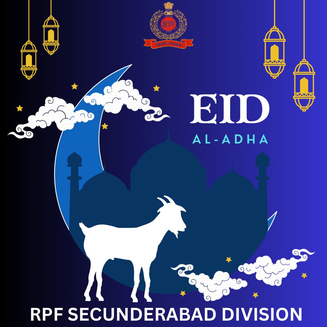 Happy Bakrid to the staff and family members of RPF Secunderabad Division! 🌙🐑🕌 Wishing you joy, peace, and prosperity on this special occasion. May the spirit of sacrifice and unity bring you closer to your loved ones.
#Bakrid2023 #RPFSecunderabadDivision #FestivalGreetings