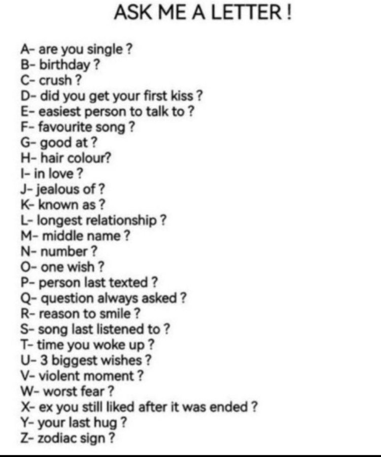 Ask me a letterrrr