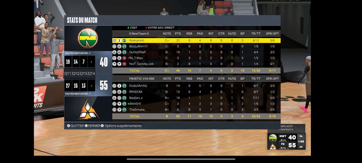 BO2 perdus pour votre équipe 💚 <a href="/LaNewTeamB/">LaNewTeam Basketball</a> 💛  en  💎<a href="/Euro2KLeague/">𝗘𝗨𝗥𝗢𝟮𝗞𝗟𝗘𝗔𝗚𝗨𝗘</a> 💎 face a une équipe  très en place de  ☢️ @F9HETIC  ☢️

🎤 Trop de déconcentration, offensives et défensives.
Remobilisons nous. 

GG
 @WxlksinnK
<a href="/BouLy_99/">BouLy 🇨🇵 🇮🇹</a>
<a href="/GuNs2WaR/">GuNs2WaR</a>
@Schouppe2Thomas
<a href="/brunoth94842984/">concky</a>