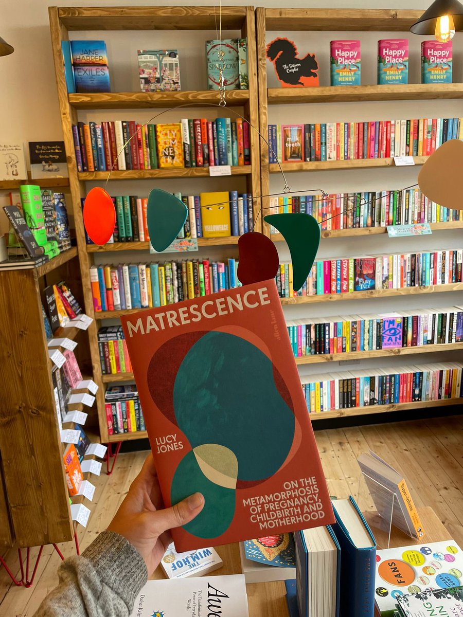 Look out for Matrescence mobiles in a few fantastic independent book shops if you’re popping in: @Bookishcrick in Abergavenny (pictured), @LaBiblioteka in Sheffield, @Feminist_Books_ in Brighton, The Margate Bookshop and @bookhaus2 in Bristol. Thank you for selling the book 🖤