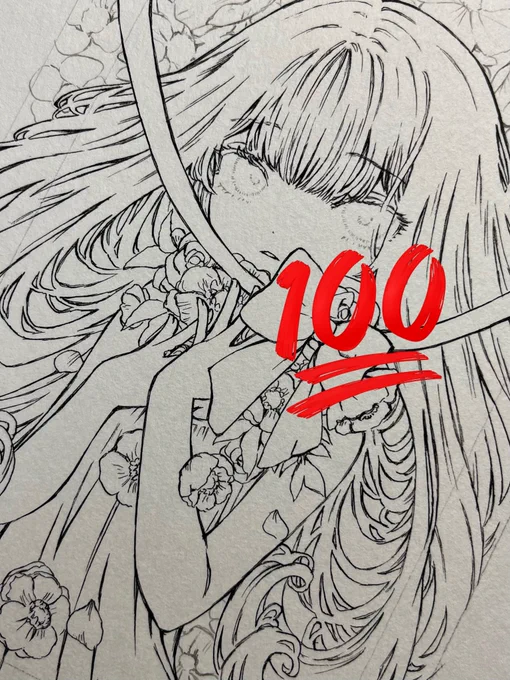 線画〜 展示会に出す予定のものです♪ 黒線画はやっぱり楽しい🤍