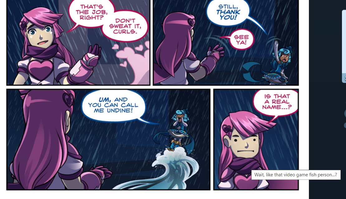 * In the webcomic Sleepless Domain, the protagonist's name is Undine (not named after Undyne), however the Alt Text from Chapter 4 Page 2 jokes about both sharing a similar name