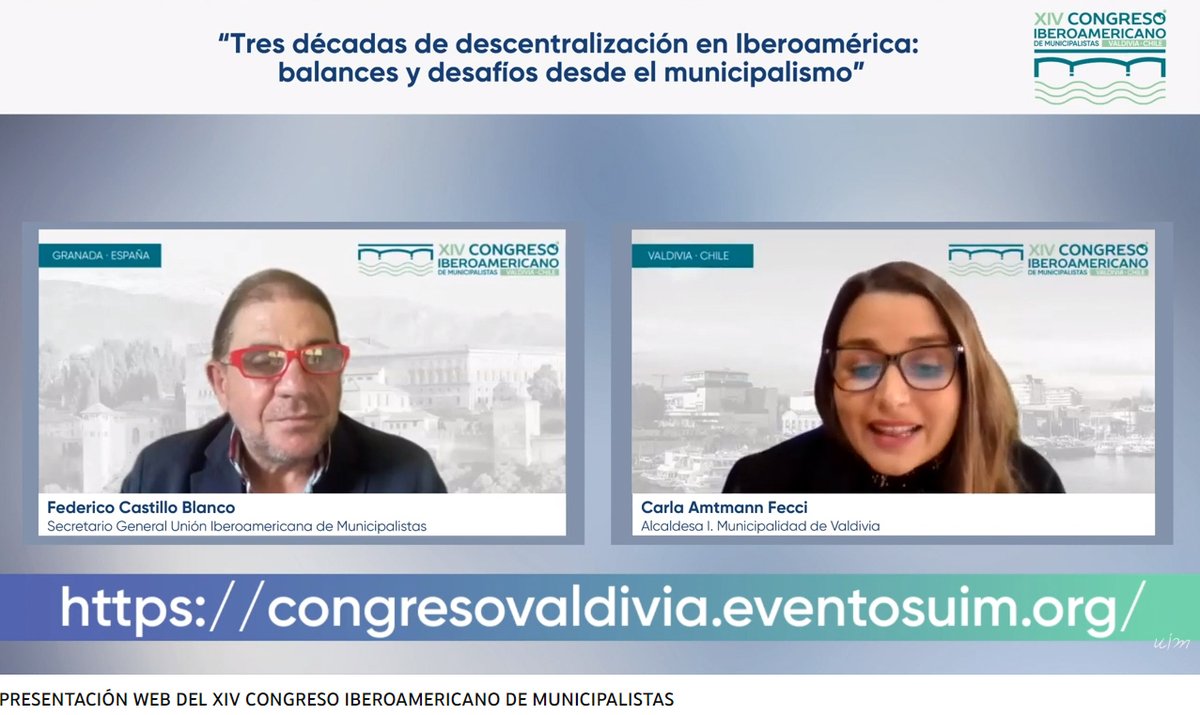 📢Presentación de la web del XIV CONGRESO IBEROAMERICANO DE MUNICIPALISTAS😀

📌 No te pierdas el diálogo entre la alcaldesa de Valdivia <a href="/Carla_Amtmann/">Carla Amtmann Fecci</a> y el Secretario General #UIM <a href="/fecabla/">Federico Castillo</a> 

Avanza #UIMCongresoValdivia
No puedes faltar!

🔗go.uimunici.org/nPg3ZA

<a href="/munivaldivia/">MuniValdivia</a>