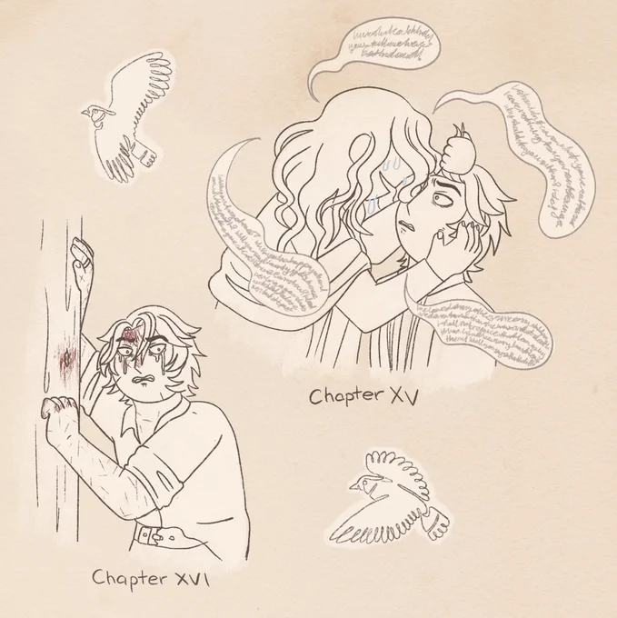 some small sketches I quickly made the other week to include in the Heathcliff zine because these chapters of the book are Etched Into My Brain  #LCB #LimbusCompany #Limbus_Company