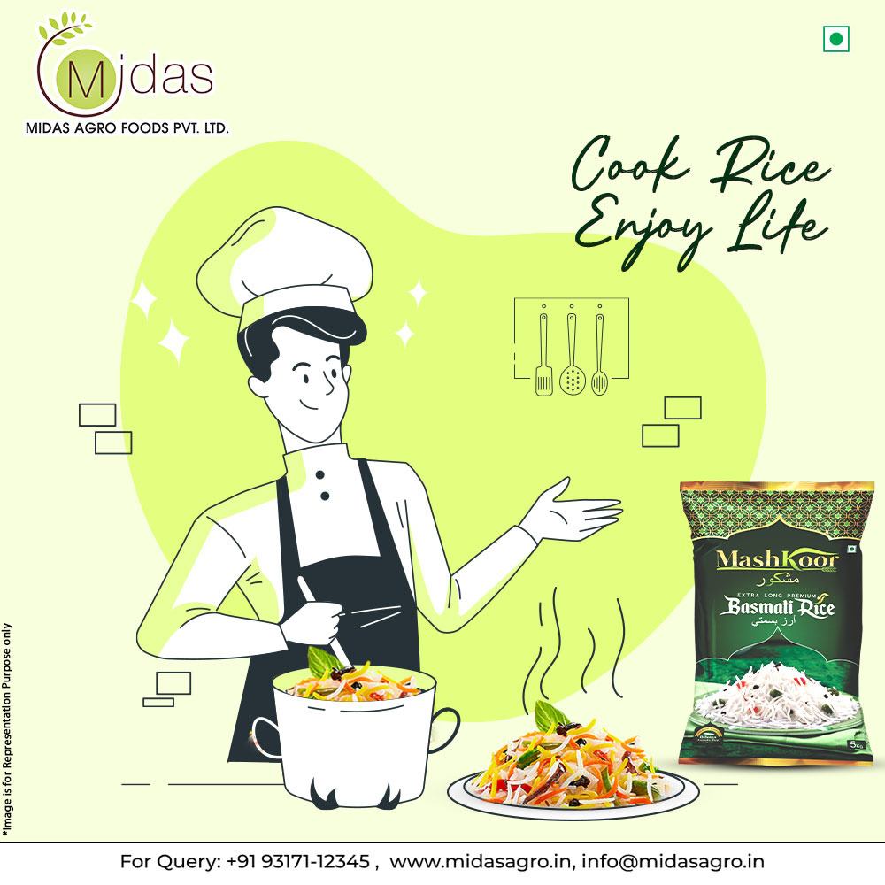 Discover the pure joy that comes from a well-cooked grain, and let every meal become a celebration of life, love, and the magic of Midas Agro Rice.
.
.
.
#goldenrice #culinarybliss #midasagrorice #savorlife #mashkoorbasmatirice #midasagro 
midasagro.in