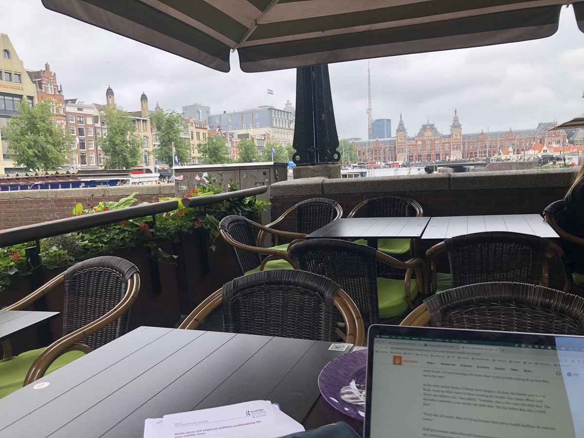 Office with a view. Catching up on reading and emails after two very interesting days at the conference Global Perspectives on Platforms, Labor, and Social Reproduction at the University of Amsterdam