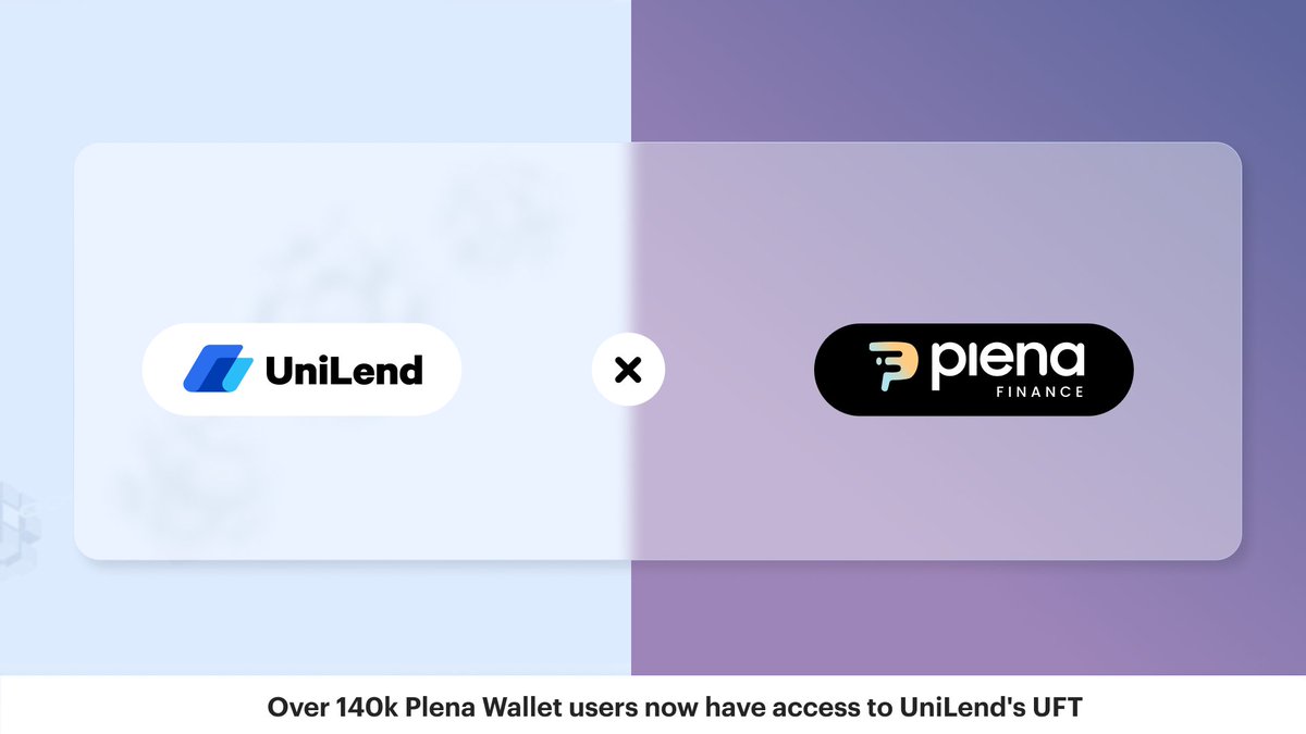 Over 140k <a href="/PlenaFinance/">Plena Finance</a> users now have access to UniLend's UFT🎉

🏦This integration brings a whole new #UFT token utility. Users now have the option to pay fees in UFT to get any token.

Get Started ➡️ plena.finance

✨Increasing ever growing UFT token utilities!