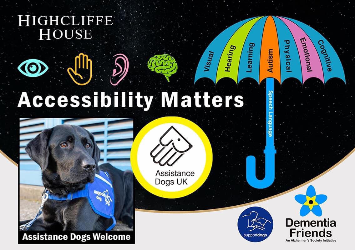HighcliffExmoor's tweet photo. At Highcliffe House - Accessibility Matters ❤️ 💚 💜 🧡 💛 🩵 

🔵 We are committed to inclusivity for people with a wide range of visible and hidden impairments. 🦮 🧏‍♀️  🅿️

🔵 Read about our commitment 👇

https://t.co/2v6JzLMMab

#everyoneiswelcome

https://t.co/LqeEaEUr25 https://t.co/yw2sr2oXlJ