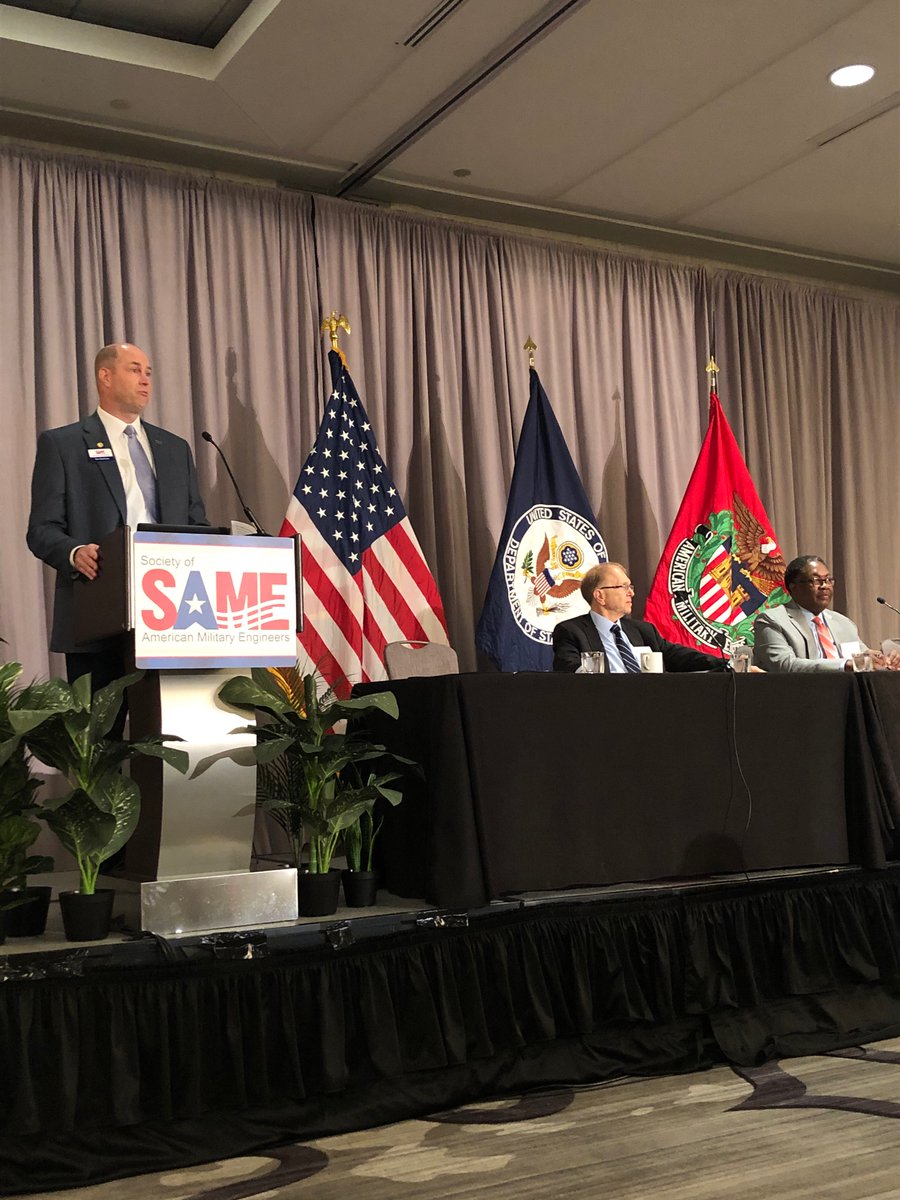 SAME Vice President Ben Matthews of <a href="/MBakerIntl/">Michael Baker International</a> opens up the 2023 <a href="/State_OBO/">Robina</a> Industry Day. Excited for this event this week to help industry learn more about working with State Department, and supporting its A/E/C needs worldwide. #SAMEOBOIndustryDay2023