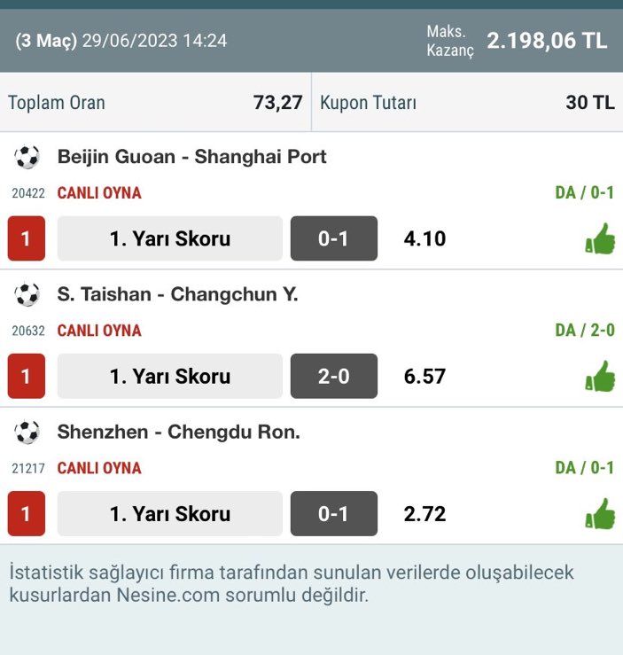 raskolnikovrmn's tweet image. Üç maç üç İY #skor ✅
Oranlar ortada 73.27 #Yasal oran 
Yaparsa #rasko yapar ✅🥃
#nesine #kuponları