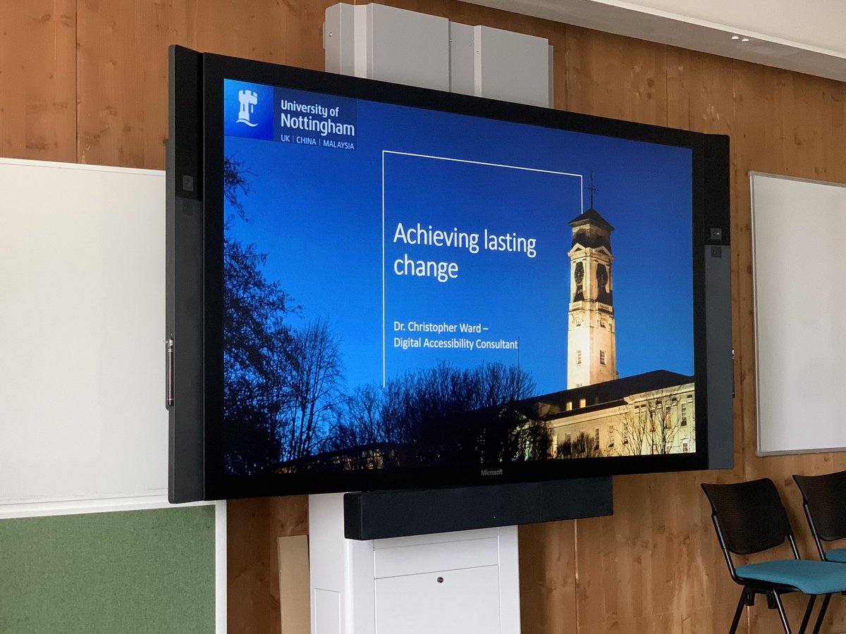 Next up at #DigAcc23 Chris Ward from <a href="/UniofNottingham/">Uni of Nottingham #WeAreUoN</a> sharing the university’s current stance on digital accessibility. Looking forward to hearing about their challenges, victories &amp; importantly, the student voices. Here's to gaining deeper insights into the accessibility journey