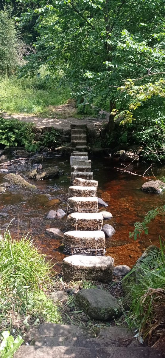 HardcastleNT's tweet photo. The stepping stones nearest Gibson Mill have been repaired and are now fully open. 🥳Thank you for your patience while we got these fixed. Work is still ongoing at the stones further downstream but they will also reopen this summer. #steppingstones #hardcastlecrags https://t.co/Ea7nWtWLBn