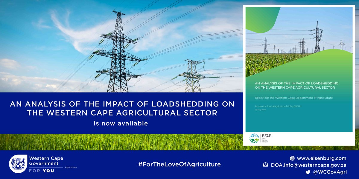 WCGovAgri's tweet photo. [MUST READ🔖📚] AN ANALYSIS OF THE IMPACT OF LOADSHEDDING ON THE WESTERN CAPE AGRICULTURAL SECTOR IS AVAILABLE ON OUR WEBSITE.💡🔌⚡️☀️

➡️CLICK LINK: https://t.co/mo0yJTGYsh

#WCEnergySummit
#ForTheLoveOfAgriculture🌱 https://t.co/HBsYf2mKrJ