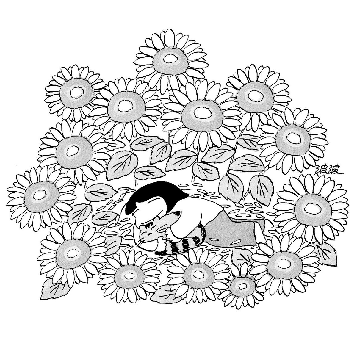 inaba tewi greyscale monochrome sunflower flower solo animal ears rabbit ears  illustration images