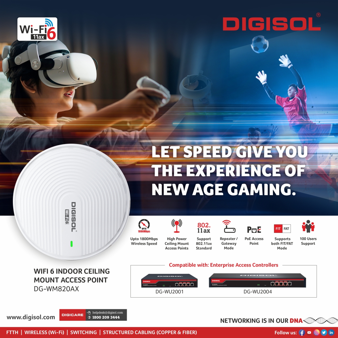 dterminalIN's tweet image. You can now experience seamless internet connection, thanks to the Digisol Wi-Fi6 indoor ceiling mount Access Point DG-WM820AX. It supports 100 users and has a maximum Wi-Fi speed of 1800 Mbps.
Know more: digisol.com/products/wirel…
#ceilingmountaccesspoint #ITNetworkingSolutions
