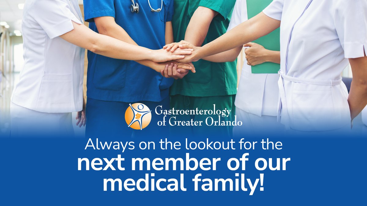Gastroenterology of Greater Orlando is always on the lookout for our next medical family member! Check out this Careers page to view our current openings at our Lake Mary and Orange City offices: zurl.co/TfQz  

Contact us with any questions regarding the openings!