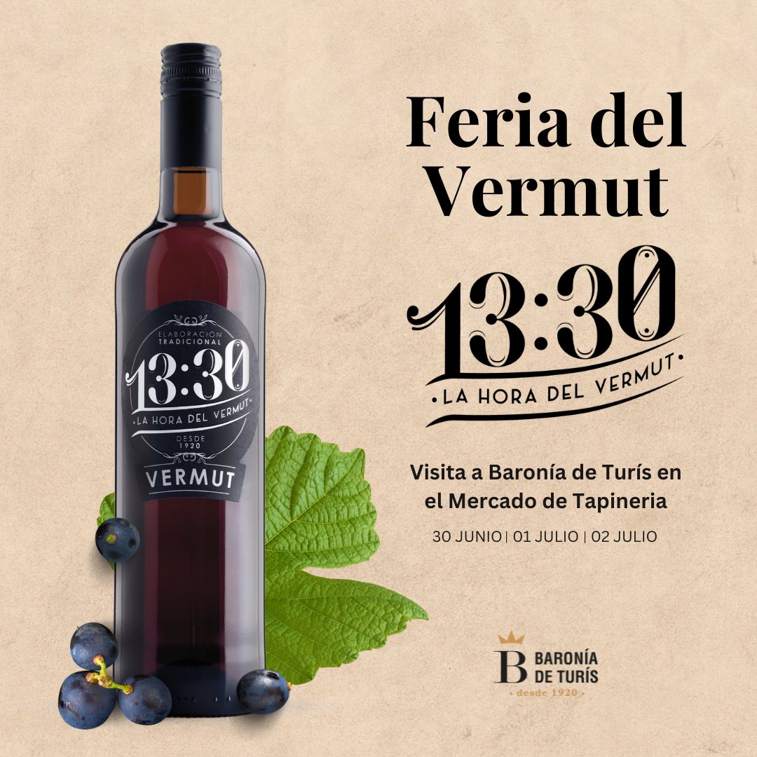 Os esperamos este fin de semana en Mercado de Tapinería, donde se vuelve a celebrar la Feria del Vermut
Podrás probar nuestro sabroso 13:30 La Hora del Vermut
#vermuteo #lahoradelvermut #baroniadeturis #vermutvalenciano #vermuteando #vermuth #vermutlovers  #horadelvermut  #vermut