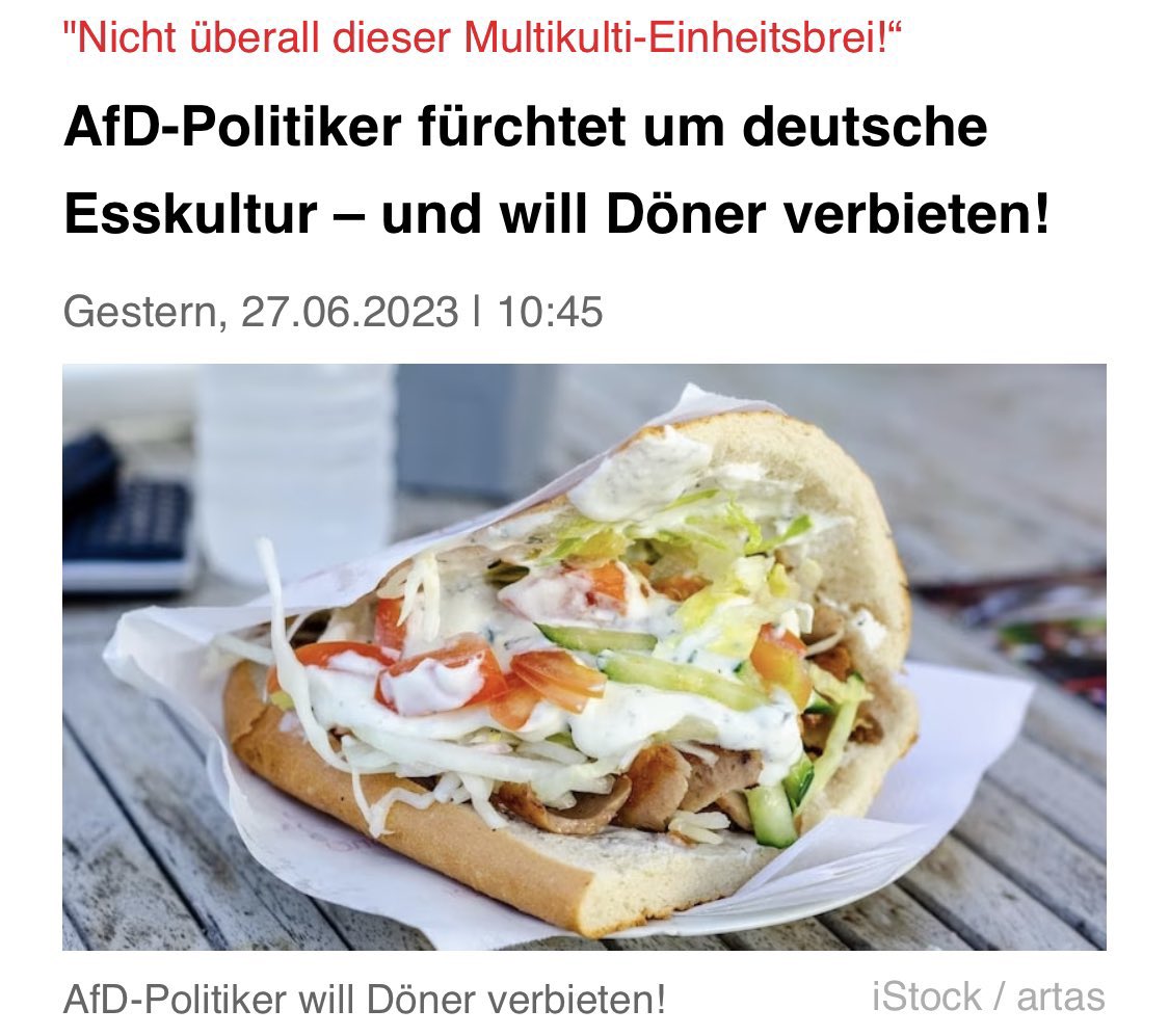 PaulPinjusicSPD's tweet photo. Unser #Döner gehört zu uns, wie Stauder, Sauerkraut und Bratwurst! An dem Tag andem die #fckafd unseren Döner verbietet beginnt die #Revolution ;) https://t.co/m4Bwch818g