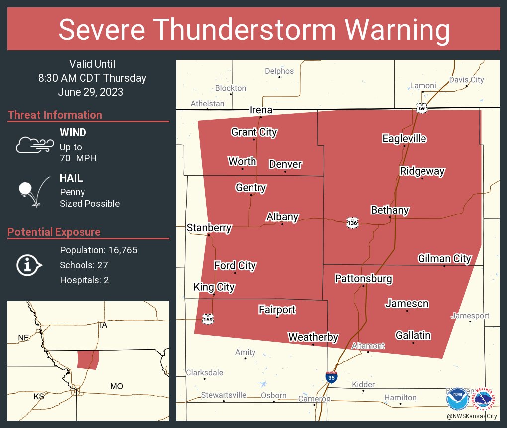 NWS Kansas City on Twitter "Severe Thunderstorm Warning continues for