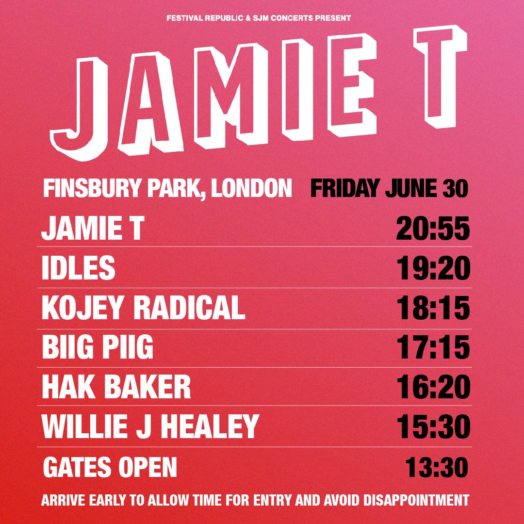 See you in the field x last tickets jamiet.ffm.to/finsburypark