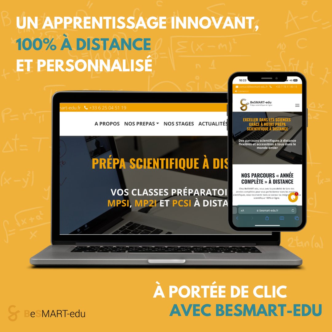 🌟 Découvrez l'avenir de l'apprentissage avec <a href="/BesmartEdu/">BeSMART-edu</a>  ! 🌟

🔹 <a href="/BesmartEdu/">BeSMART-edu</a> révolutionne votre expérience d'apprentissage en vous offrant des formations 100% à distance, conçues pour vous permettre d'atteindre vos objectifs, où que vous soyez !

#Science #prepa #innovation