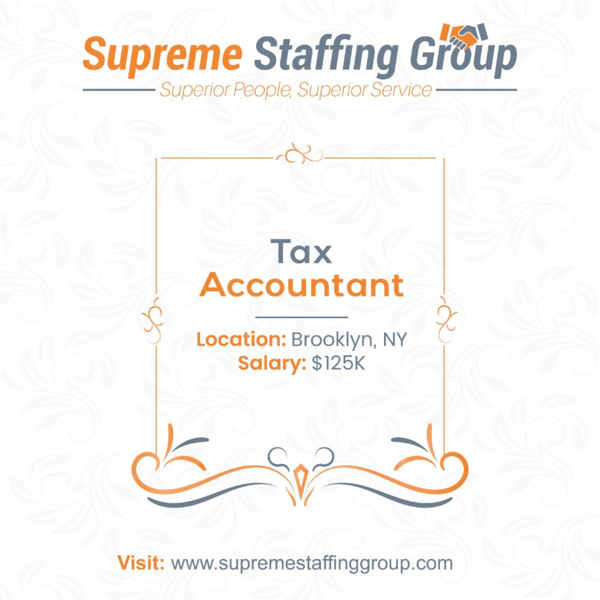 Our client, a CPA firm in Brooklyn NY, is looking for an experienced Tax Accountant. 

If you are  interested, apply directly on our website: bit.ly/3gT0PM7

#TaxAccountant #CPAFirm  #Opportunity #Innovation #Hiring #JobOpening #Career #JobPost