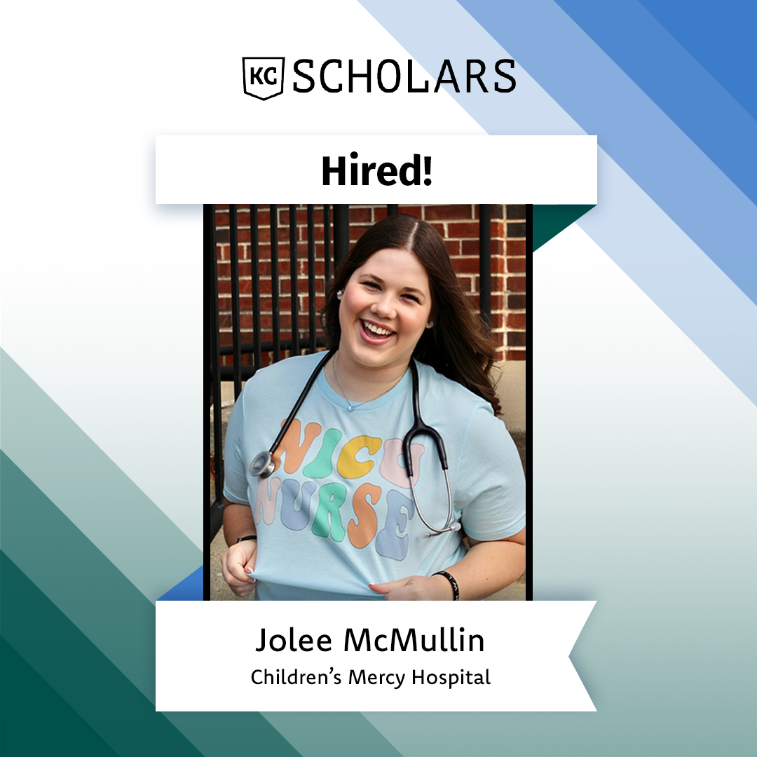KCScholars's tweet photo. Congratulations to nursing major Jolee McMullin of Lee's Summit! The magna cum laude grad is now a neonatal ICU nurse at  Children's Mercy Hospital. Jolee is a member of Mortar Board National Honor Society and KC Scholars

#scholarships #kcscholars #kcmo #kck #kansascity #kc https://t.co/HBbtfVoQlQ