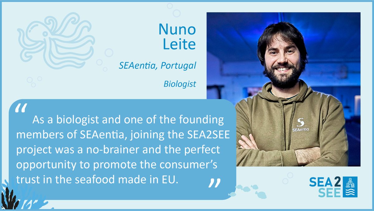 🔎WHO's WHO in <a href="/Sea2seeProject/">Sea2See_project</a> 

In focus ➡️ team <a href="/SEAentia/">SEAentia</a>
🤓MEET Nuno Leite, a biologist and founding partner at SEAentia

#seafood #traceabilitytools #digitaltransformation #blockchain #cloudtechnology