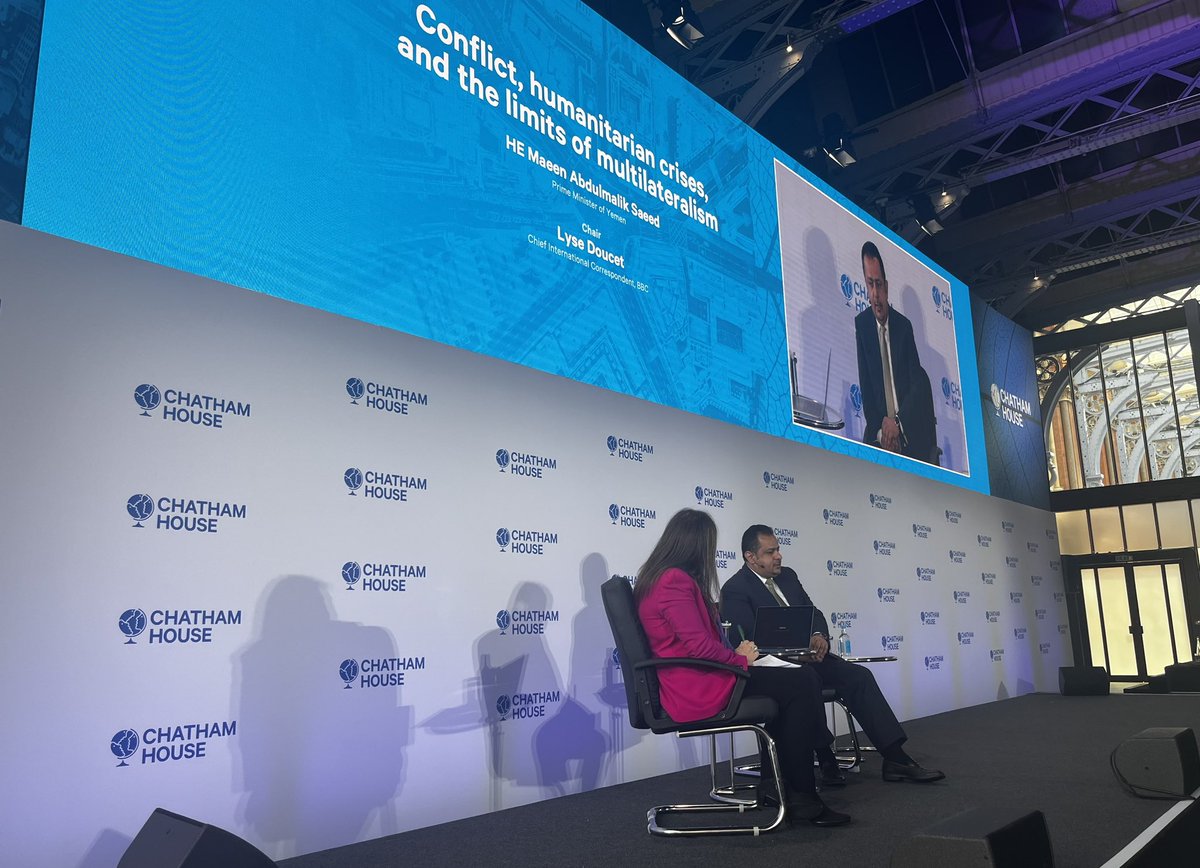 The value of the #CHLondon conference is immeasurable with discussions like what's been happening on stage today. On now, @bbclysedoucet and the Prime Minister of Yemen @DrMaeenSaeed talk about food insecurity, conflict, covid, debt restructuring - and pillars of stability