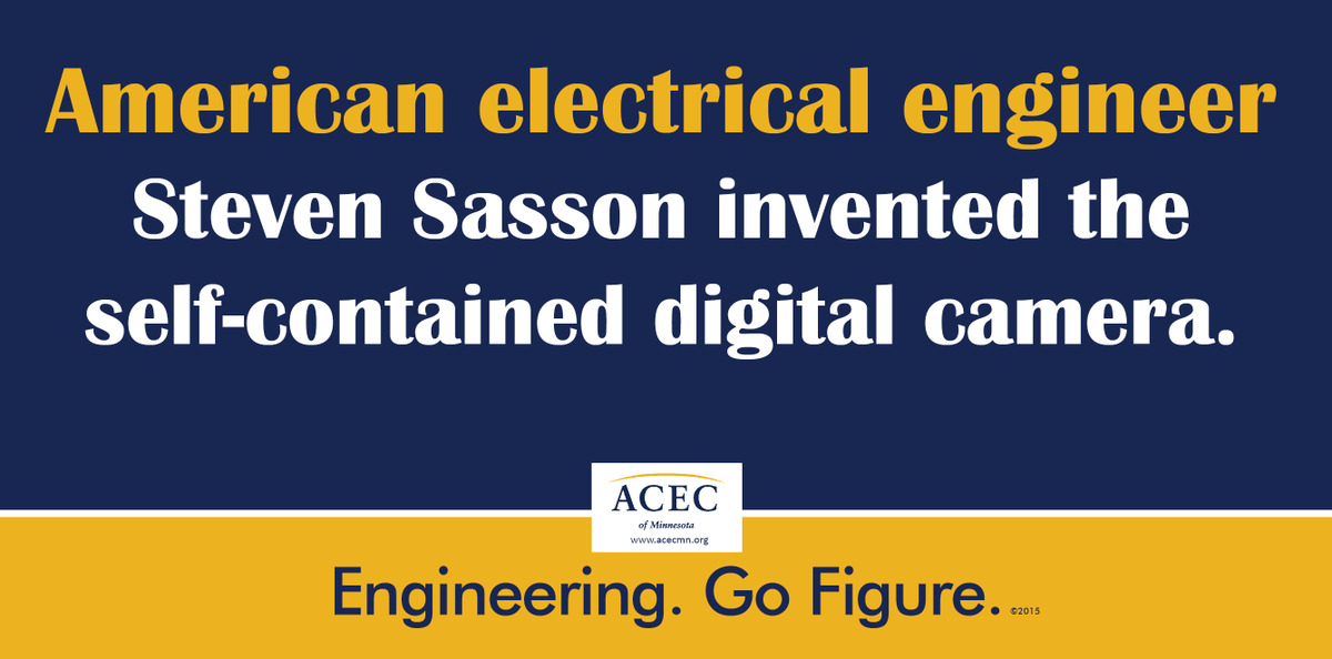 ACECMN's tweet photo. #HappyCameraDay! DYK that the first recorded attempt at building a self-contained digital camera was in 1975 by American Engineer Steven Sasson? The camera weighed 8 lbs &amp; recorded black-&amp;-white images to a compact cassette tape. #EngineeringGoFigure
https://t.co/3mFJSbwI0O https://t.co/eOgmyQ5QY5