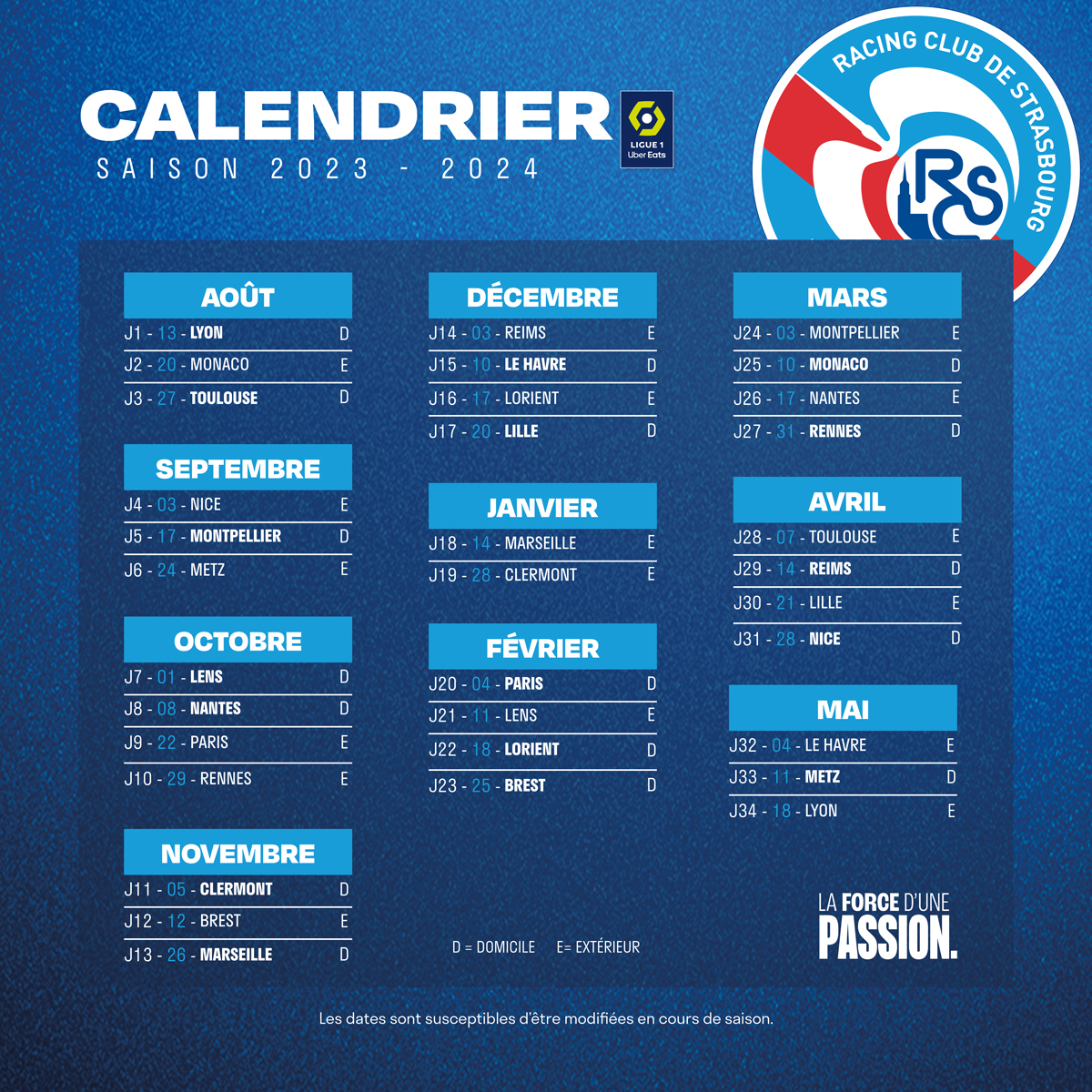 Calendrier Rcsa 2024 - Fiona Jessica