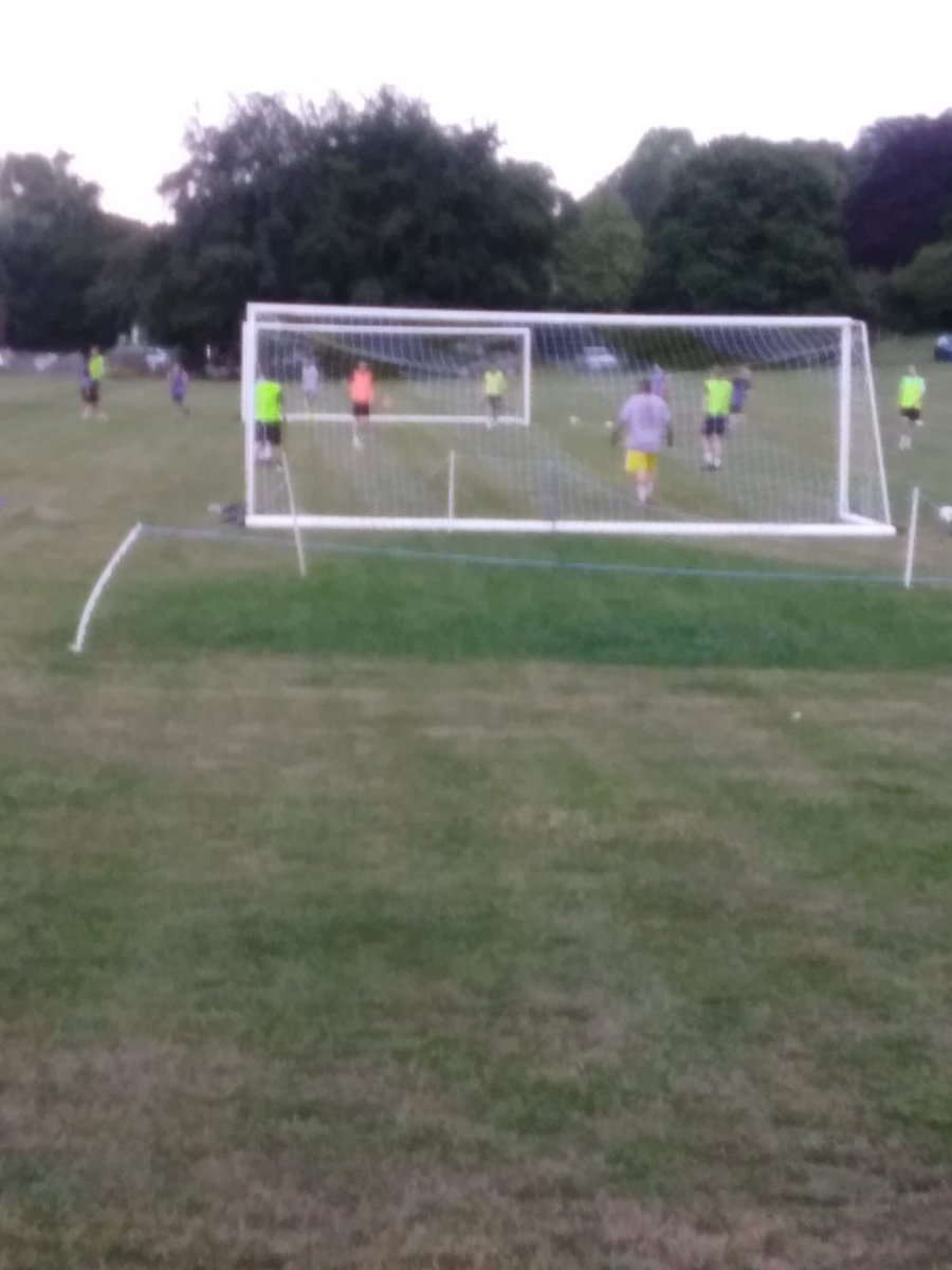hambledenfc's tweet photo. A pic from our 2nd pre season training session last night… next one is Saturday 11am at The Dene. 

New player welcome for Saturdays &amp; Sundays. 

Nice to see our goalmouth repairing nicely in the foreground. https://t.co/h4HvU5DKRC