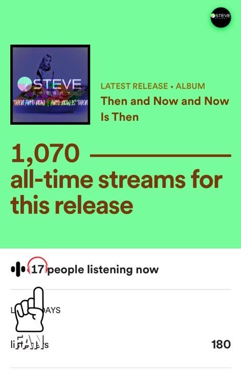 Something is brewing… haven’t seen instantaneous listeners like this in a while… let’s keep blowing this up #stevesperry #newmusic #indieartist #indieartists #newindie #indiemusic #independentmusic