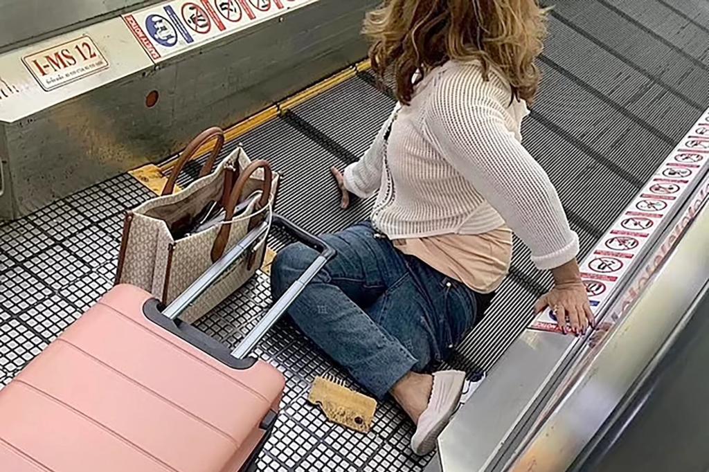 nypost's tweet photo. Woman loses leg after it gets trapped in airport’s moving walkway https://t.co/6WRlMr5MCA https://t.co/KYFdD1Yfrp