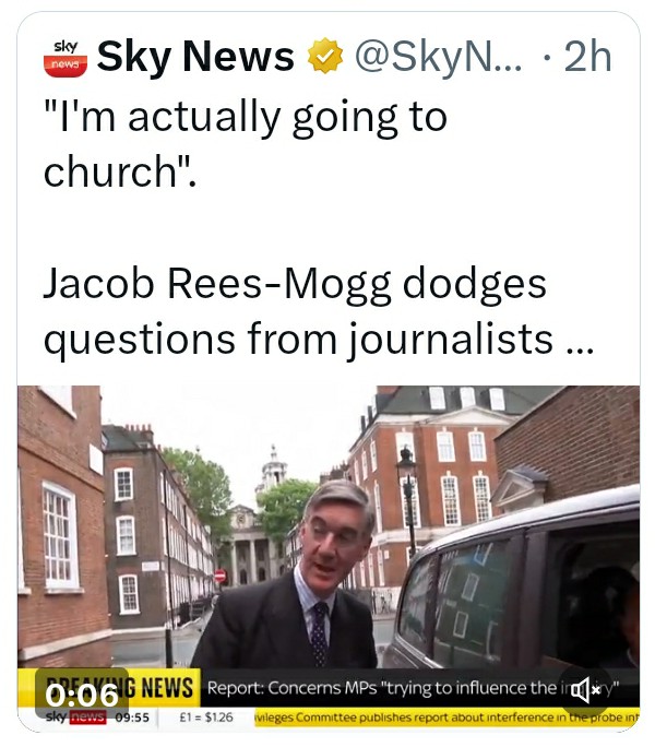 When....
Pagan Fagin Jacob Rees Mogg 
says church....
does he mean the bank!
#SkyNews #ToryLiars 
#PoliticsLive 
#ToriesUnfitToGovern 
#ToryBrexitDisaster 
#PrivilegesCommittee