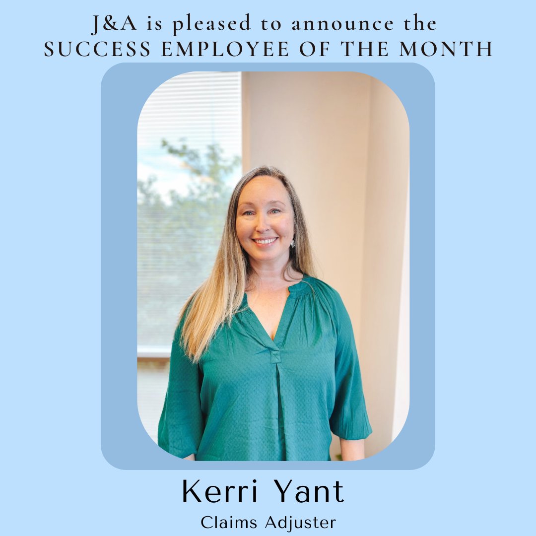 The June Success Employee is: Kerri Yant!

Thank you for being a SUCCESSFUL employee for J&A, Kerri!
-
-
-
.
.
.
.
.
.
.
#teamplayer #success #employeeofthemonth #most #riskmanagement #safety #safetyprofessionals #healthandsafety #workplacesafety #osha #riskmanagement