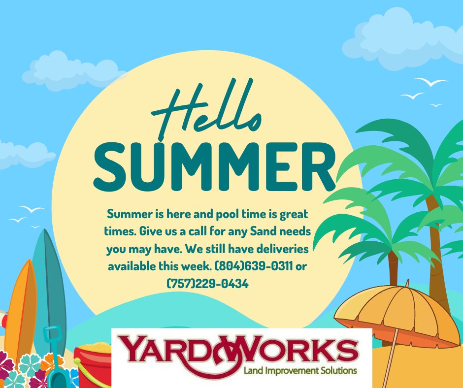 Good morning, 
We hope you all are having a great week so far. We know July 4 Celebrations are right around the conner. If there is anything you may need Stop on by of give us a call. Have a great day. 
#summer#pool#sun#sand#family#landscape#lawn#soil#mulch#yardworks#stone#fun