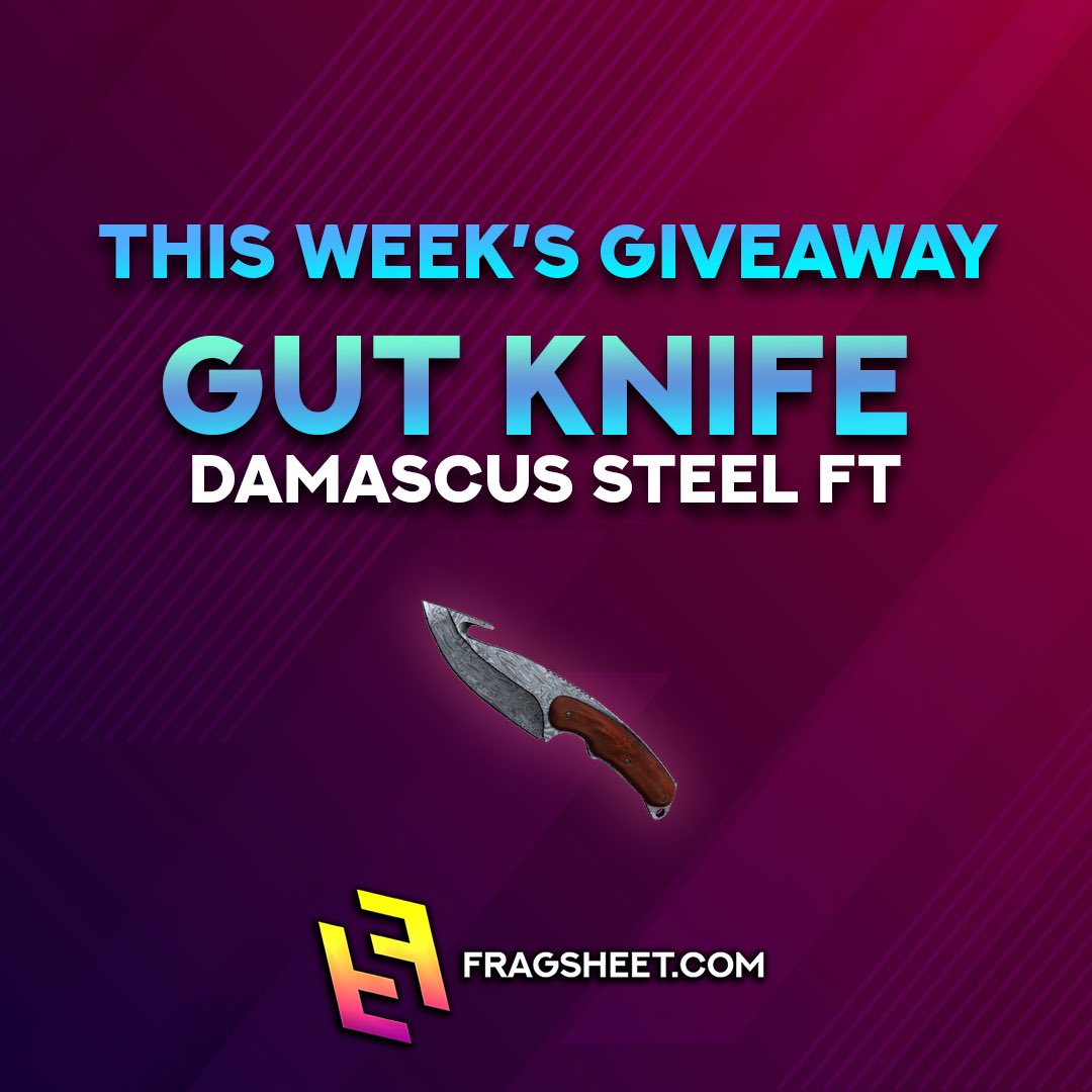 📣This week’s giveaway at Fragsheet.com is a Gut Knife - Damascus Steel FT!📣

For the chance to win all you have to do is sign up at Fragsheet.com!

#giveaway #skins #csgo #CSGO2 #CSGOGiveaway #skinsgiveaway