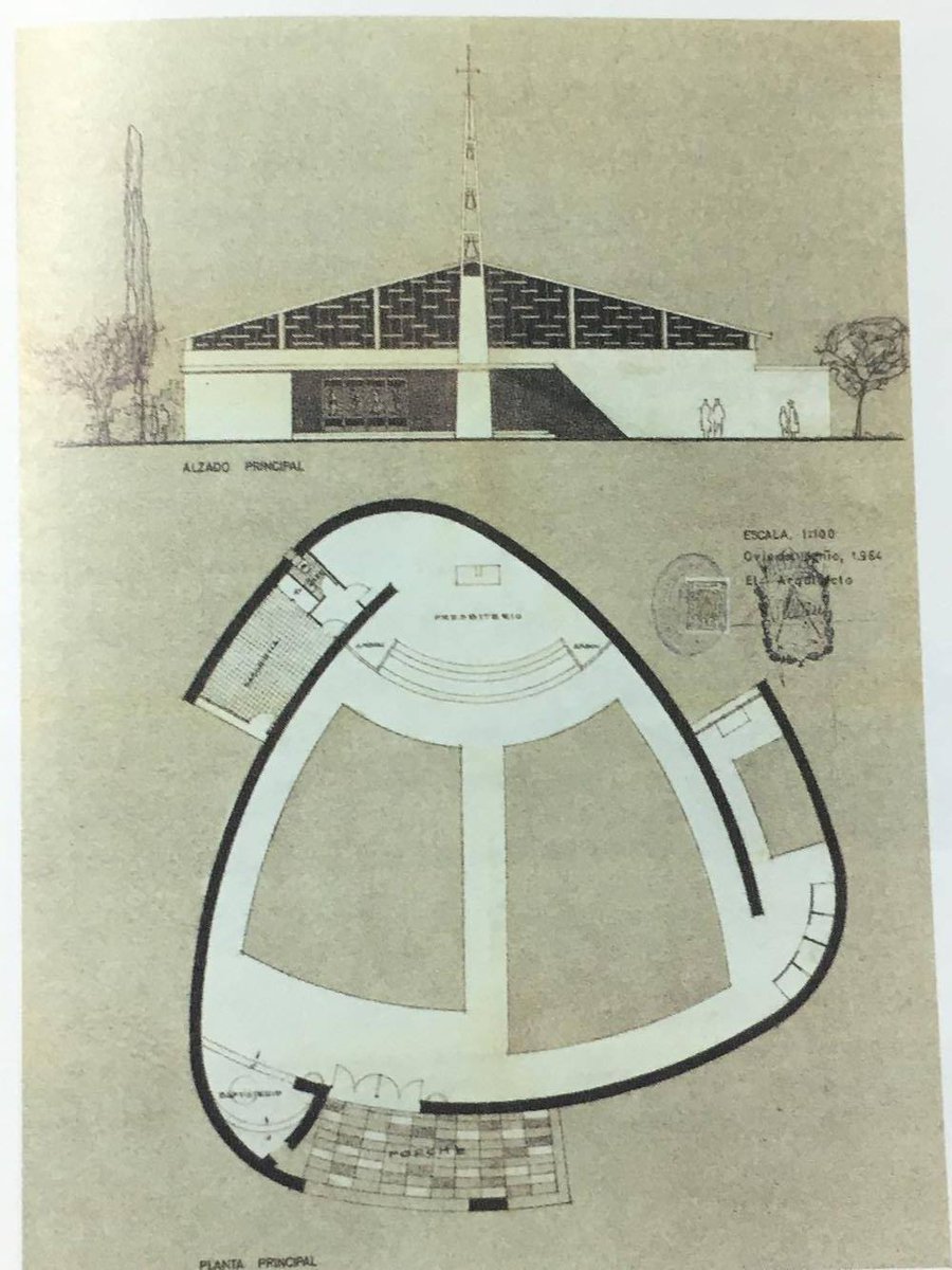 ArqdAsturias's tweet photo. #JuevesDeArquitectura 

La Iglesia de San Tirso de Godos (1964) ubicada cerca de Trubia (Oviedo, Asturias), es una de interesantes iglesias del arquitecto Juan Vallaure.

Con una planta triangular redondeada, crea unos brazos que albergan diferentes dependencia. https://t.co/kEqYJxhfTO