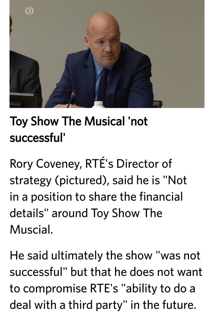 So Rory Coveney Simons brothe and director of propaganda at RTE is refusing to declare the spending of public money's to a Dail committe. This is public money and not fine Gael's Fianna Fail or the Greens and they should all be compelled to tell the truth on pain of Gaol.